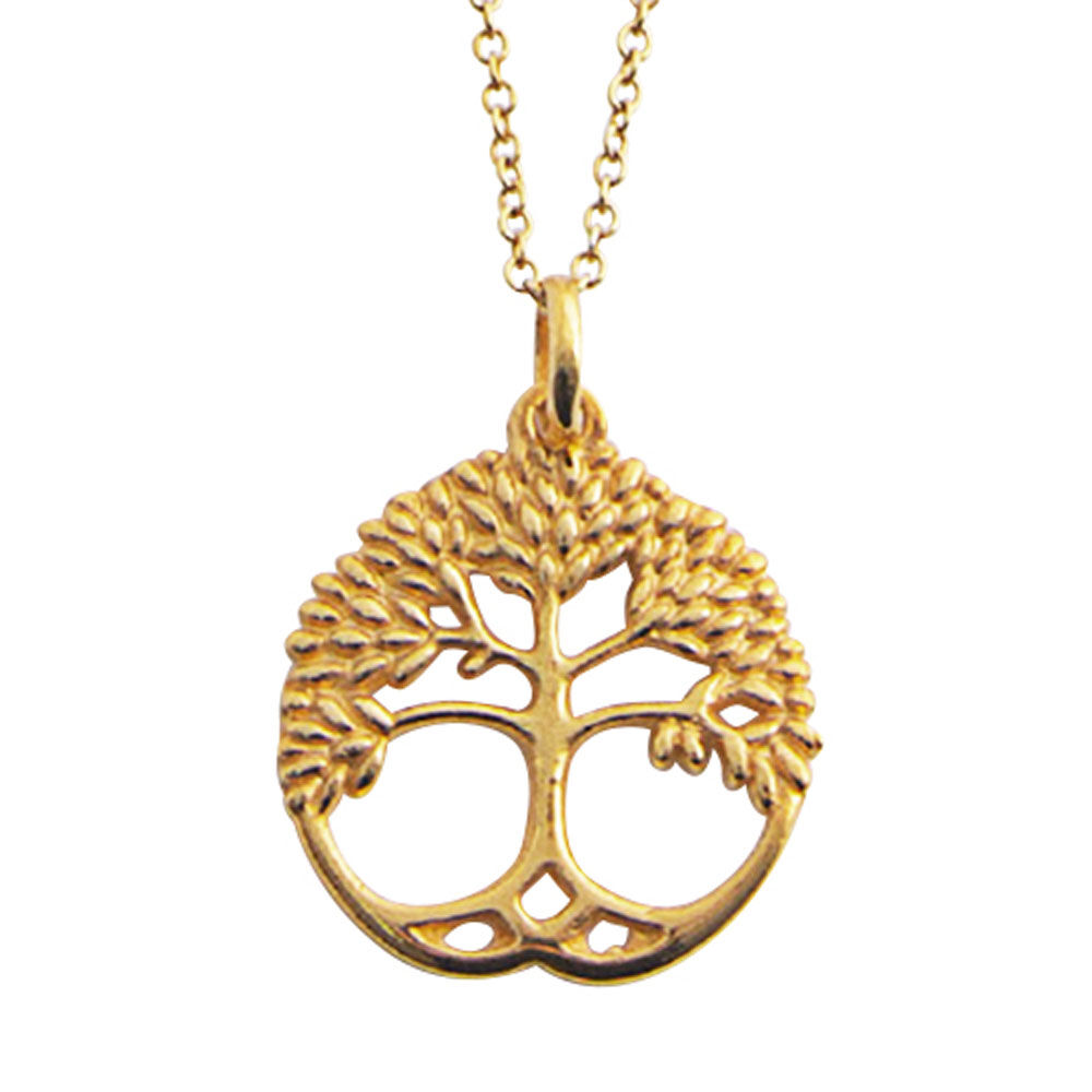 Kette mit Anhänger Lebensbaum, 925er Silber, vergoldet
