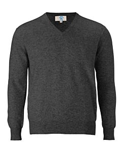 dunkelgrauer Kaschmirpullover mit kleinem V-Ausschnitt