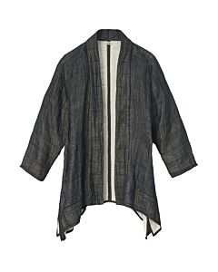 Schwarze Kimonojacke mit hellem Innenstoff