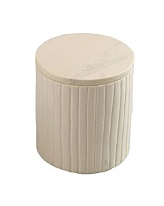 Round box with lid in beige soapstone