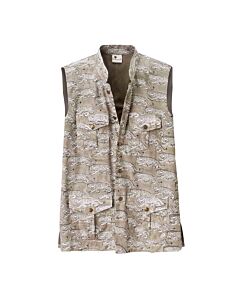 hellgraue Weste in hellgrau mit Tigerdruck, der Innenstoff ist braun