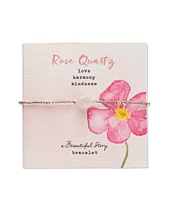 Rosenquarzarmband auf Grußkarte mit Blumenmotiv