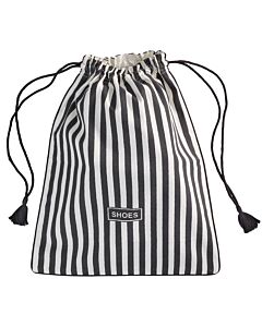 Schuhbeutel mit Kordelzug und Quasten an den Kordelenden.