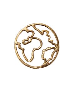 Messingfarbender Anfänger, rund mit Globus-Outline.