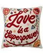 Vorschaubild Kissenhülle mit Stickerei Love is a Superpower, Blumen